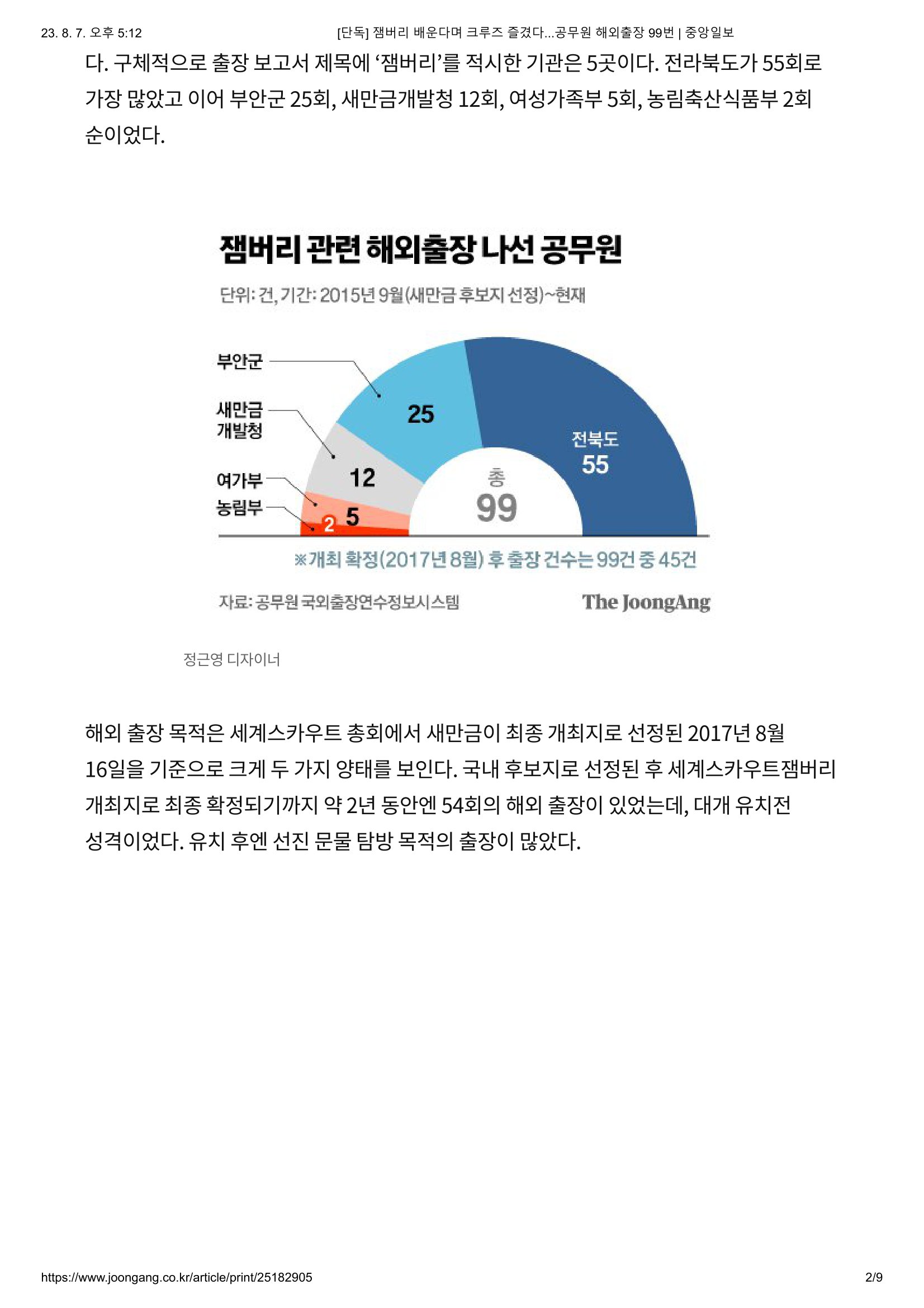 [단독] 잼버리 배운다며 크루즈 즐겼다...공무원 해외출장 99번 _ 중앙일보-2.jpg